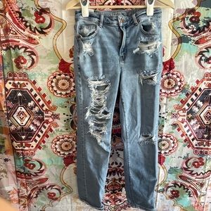 American eagle ripped mom jeans straight leg